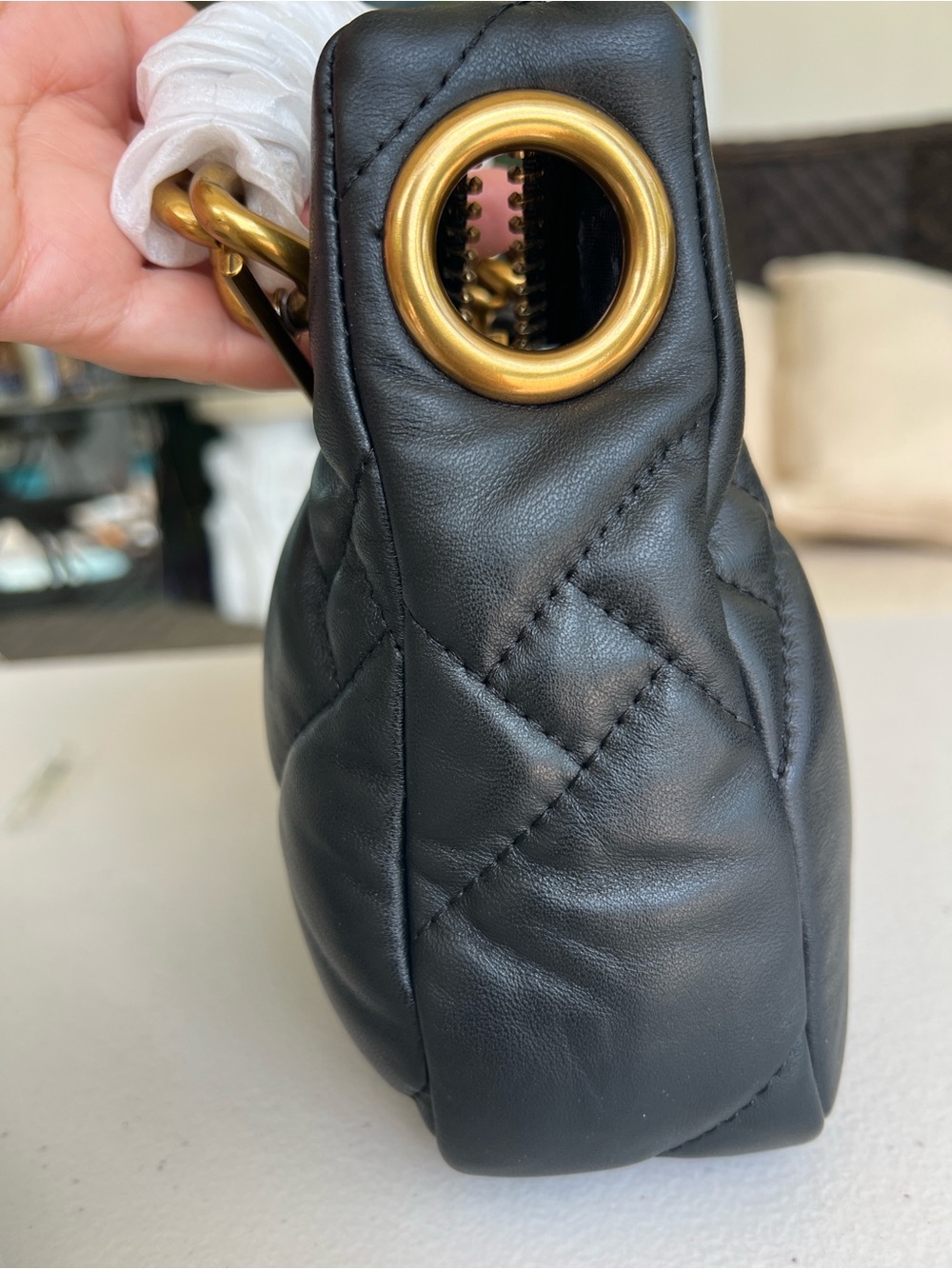 Kurt Geiger Kensington Small Quilted Hobo on Chain Black NWT - Picture 11 of 15